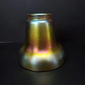 Antique Vtg Signed Steuben Art Glass Shade Gold Aurene Iridescent - Picture 1 of 24