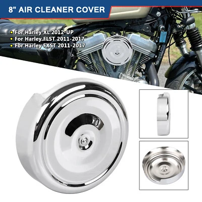 Cubierta de filtro de aire redonda cromada de 8" para Harley Heritage Softail FLSTC Fat Boy Lo Foto 1 de 4