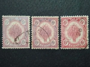 Straits Settlements 1921 1921-36 Malaya Kedah Wmk MSCA 6c Rare Variety - 3v Used - Picture 1 of 3