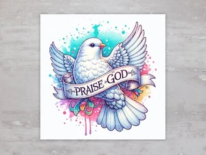 Praise God Bird Faith Fabric Panel Square Quilt Craft Sewing Quilt Block A49 - Picture 1 of 4