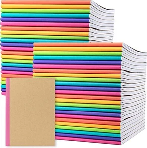 48-Pack Composition Notebook Journals,120 Pages, Kraft Cover with Rainbow Spines - Picture 1 of 6