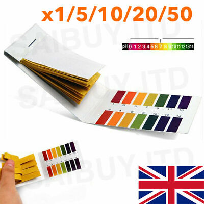 1/5/10 Of 80 Strips Litmus PH 1to14 Test Paper Universal Full Range Strip Tester • 39.99£