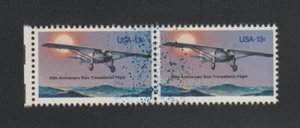 US EFO ERROR Stamps: #1710 Lindbergh, airplane: Neat ink splatter pair! MNH - Picture 1 of 2