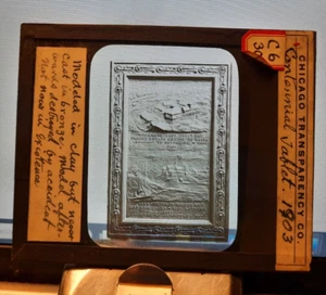 Vintage magische Laterne Glasfolie FORT DEARBORN Chicago IL Centennial Tablet - Bild 1 von 1