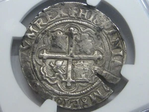 (1572-89) PHILIP II 4 REAL COB NGC AU MEXICO ASSAYER O SILVER COLONIAL ERA 1500s - Picture 1 of 4
