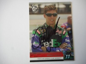 Denny Hamlin signed 2008 Press Pass #11 FED EX Toyota Nascar Card #6 W/COA