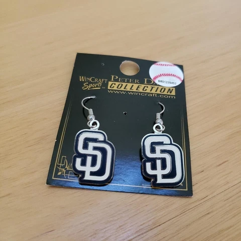 NEW! MLB San Diego Padres, Blue/White SD, Dangle Drop Hook Earrings Cover