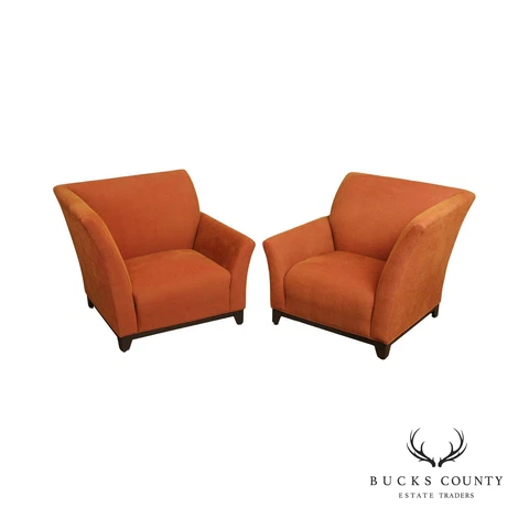Modern Asymmetrical Pair of Custom Upholstered Club Chairs Cover
