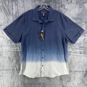 Structure Linen Blend Shirt Mens XXL Short Sleeve Blue Fade Hombre NWT - Picture 1 of 12