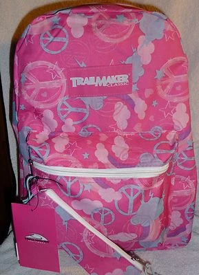 Mochila Clásica TrailMaker 17" Niñas Bonita Rosa Diseño Paz con Estuche para Lápices Foto 1 de 4