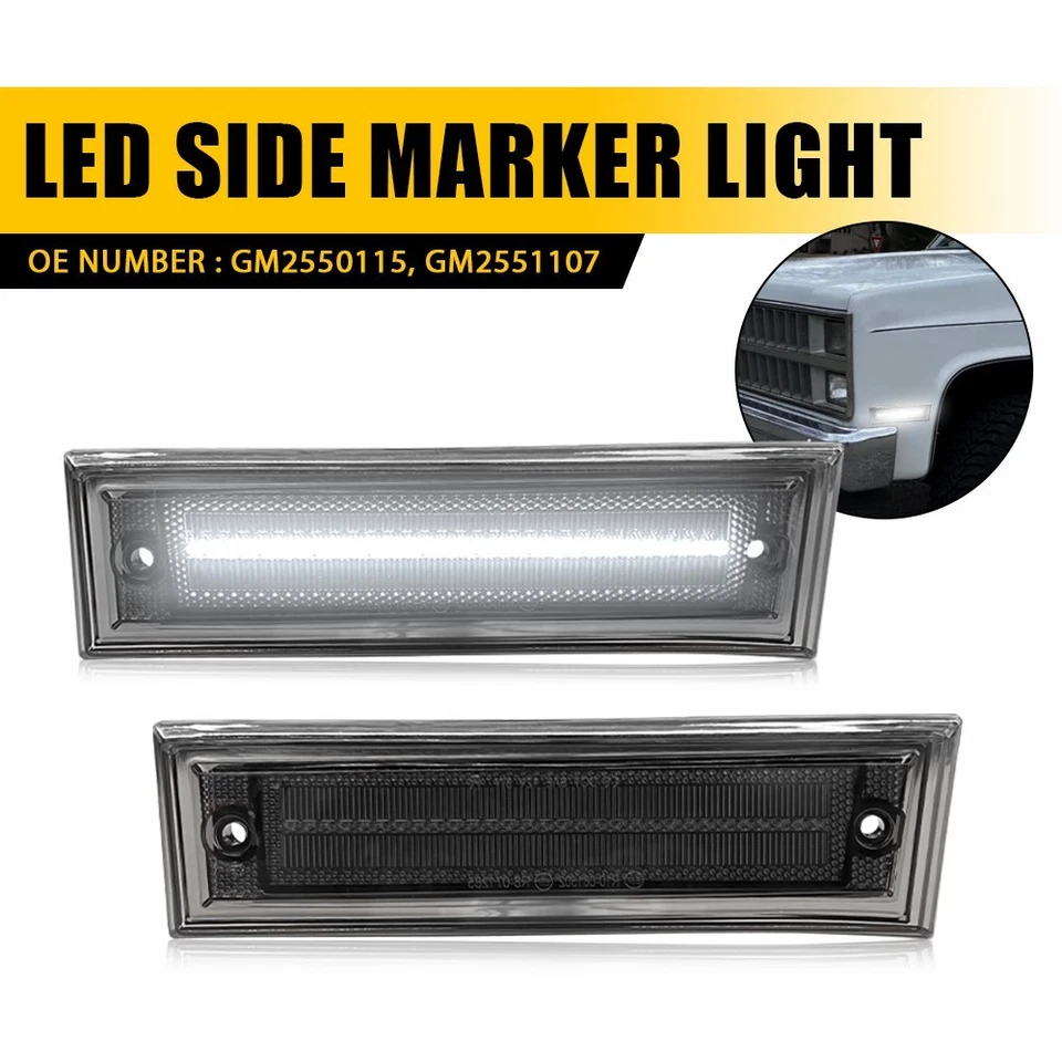 2x Luz marcadora lateral blanca ahumada para Chevy C10 C20 C30 GMC Suburban EAH 1981-91 Foto 1 de 4