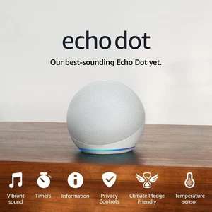 Amazon Echo Dot 5. Gen Smart Lautsprecher - Weiß (Alexa) Brandneu - Bild 1 von 17