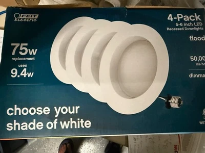 Feit Electric 4-Pack 5/6 Inch LED Recessed Downlights Multiple Shades 75W Repl - Image 1 of 3