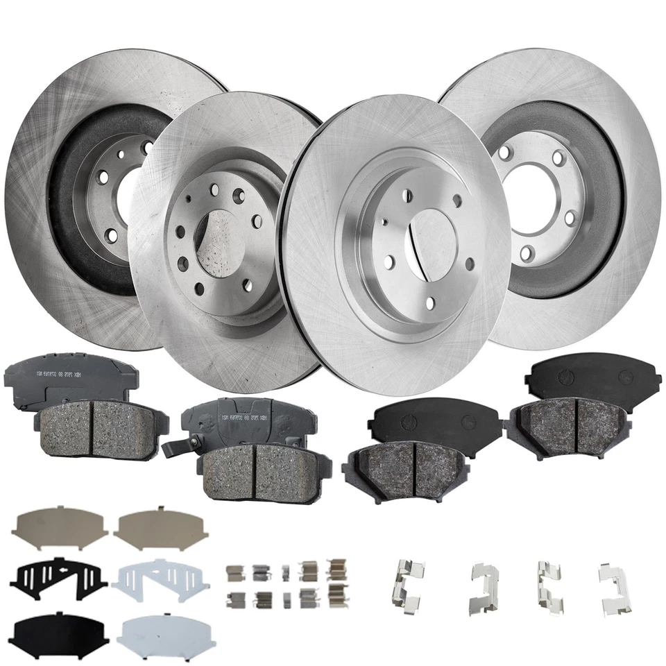 Front and Rear Brake Disc Rotor and Pad Kit For 2007-11 Mazda RX-8 Plain Surface - Image 1 of 4