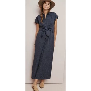 Ettitwa Anthropologie Jumpsuit Women 2 Navy James Tie Waist Wide Leg Cropped - Picture 1 of 11