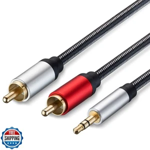 RCA Cable 40Ft, 3.5mm Male to 2RCA Male Stereo Audio Adapter Cable Nylon Brai - Picture 1 of 5