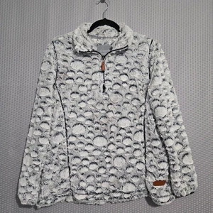 Simply Southern Damen Sherpa Polka Dot Mock Neck Pullover Sweatshirt Größe S - Bild 1 von 6