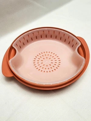 TUPPERWARE Vintage Malva Rosa Plato/Cubierta Tazón Microondas con Bandeja de Vapor-años 70 Foto 1 de 4