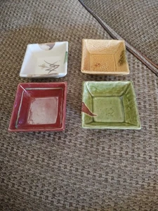 Set of 4 Small Trinket Dishes, Dipping Bowls Square 3.5"  - Picture 1 of 6