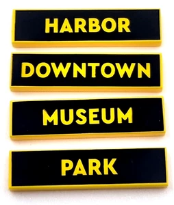 LEGO City Schilder Bedruckte 1x4 Fliesen Harbo, Downtown,Museum und Park - Zdjęcie 1 z 1