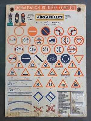 Ancienne tôle publicitaire AUTO-ÉCOLE - SIGNALISATION ROUTIÈRE MILLET Marseille - Photo 1/4