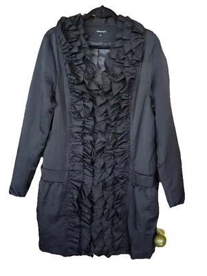 Samuel Dong ruffled hip length dressy Black Jacket XL coat art to wear full zip - Image 1 of 4