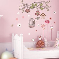 Flower Bird Wall Stickers Decals Wallpaper Mural Art Poster Decor Baby Room