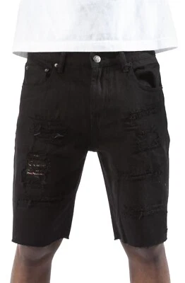 Lifted Research Group LRG 男式黑色牛仔短裤全新带标签 28 — 第 1/4 张图片