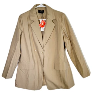 Cider Women's Blazer Jacket Small Beige Polyester Center Vent Notch Lapel H13 - Picture 1 of 13