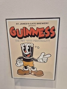 Insegna metallo da parete retrò vintage targa latta pub capannone bar uomo grotta Guinness - Foto 1 di 1
