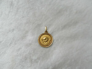 Ancienne Médaille religieuse pour collection or massif décor d' Ange année 1957