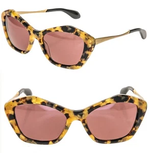 Gafas de sol retro geométricas ojo de gato rojo habana dorado antiguo MIU MIU 02O - Imagen 1 de 10