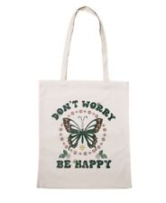 SKINNYDIP LONDON Don't Worry Be Happy canvas foldable medium tote bag - NATURAL