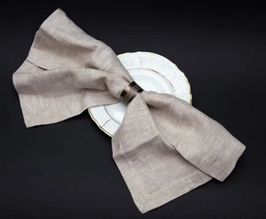 Set of 6 Dinner Napkins Beige unbleash linen Pure Linen Soft Natural Easter gift - Picture 1 of 8