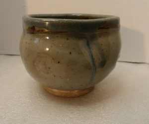 Art Pottery Clay Pot Light Blue Glazed Artist Signed 3 1/2 in Tall - Picture 1 of 6