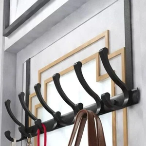 Over The Door Hanger 12 Hooks Clothes Coat Jacket Rack Towel Holder Storage UK - Picture 1 of 11