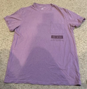 American Eagle Shirt Mens Large Short Sleeve Standard Fit Adult Pocket Purple - Picture 1 of 1