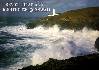 Postcard Trevose Head Lighthouse Treyarnon Bay Cornwall Waves Atlantic Gale - Image 1 of 4