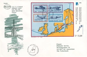 Finnair Airmail To Amsterdam Breguet 14 Douglas DC 3 Junkers F 13 DC 10 FDC 1988 - Picture 1 of 2