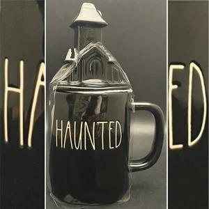 Rae Dunn by Magenta Black Halloween HAUNTED House Mug with Topper Made in China - Picture 1 of 7
