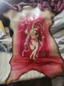 Vintage Hand Painted Leather Wall Art – Persian Oriental Dancer Scene 32x17" Sig - Picture 1 of 13