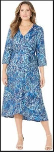 Abito midi avvolgente Catherines 1x XL A linea maniche 3/4 scollo a V matrimonio ospite cravatta - Foto 1 di 10