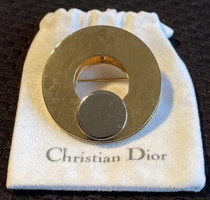 1968 CHRISTIAN DIOR GERMANY Signed RARE  Round Gold & Silver MOD Brooch - Picture 1 of 15