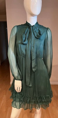 $2400 VESTIDO STELLA MCCARTNEY VOLANTES COÑO ARCO MANGA GLOBO TALLA 38 IT / 2 EE. UU. Foto 1 de 4