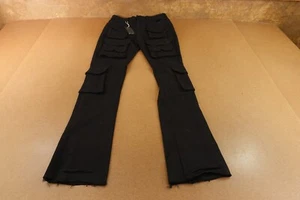 Waimea Boys Size 18 Black Stretch Distressed Denim Cargo Stacked Fit Jeans NWT - Picture 1 of 6