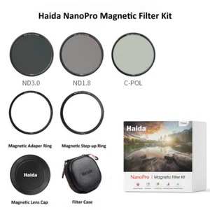 Haida 67/72/77/82mm NanoPro Magnetic Filter Kit, CPL+ ND1.8 + ND3.0 +Cap +Case - Picture 1 of 5