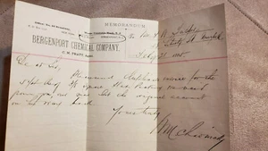 Antiguo Memorándum Bergenport Chemical Company 1885 el año. #1 - Imagen 1 de 5