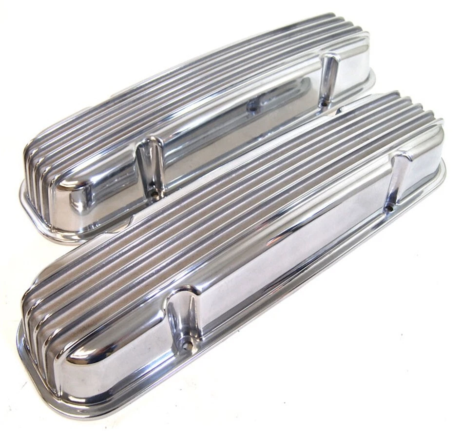 Finned Polished Aluminium Valve Covers (No Hole) 1959-79 Pontiac 326-455 V8 - Image 1 of 1