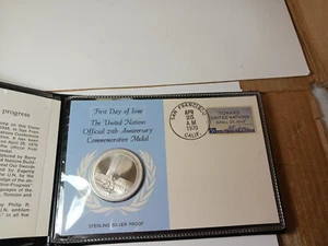 Sterling Silber Medaille der Vereinten Nationen 25 Jahre - Bild 1 von 5
