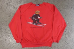 Polo Ralph Lauren Rojo Gráfico Esquí Polo Oso Cuello Redondo Sudadera Adulto XL L/S - Imagen 1 de 8